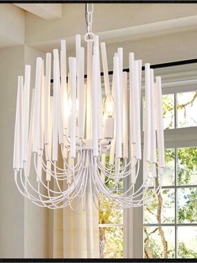 White Modern Candle-Style Chandelier